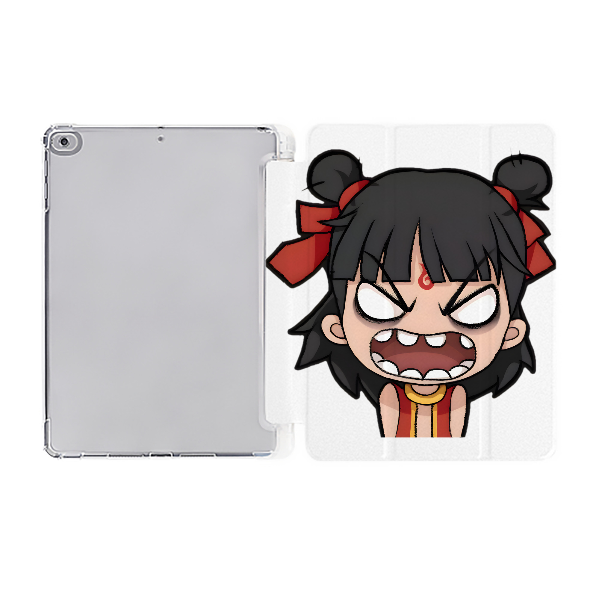 （画像用） Ne Zha 2 ナタ 魔童の大暴れ IPad ケース ペン収納付き 三つ折りスタンド PUレザー×シリコン 対応機種9.5/10.5/10.9インチ